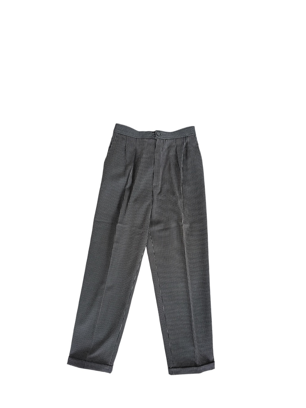 Saint Laurent Women's Charcoal Pinstripe Straight Leg Trousers